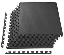 BalanceFrom Fitness 144 Sq Ft Interlocking EVA Foam Exercise Mat Tiles, Black