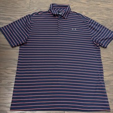 Under Armour Polo Shirt Mens L Navy Striped The Playoff Golf Shirt Performance