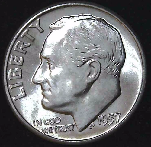 1957-P 10C Roosevelt Dime BU 90% Silver 26owt0306-4
