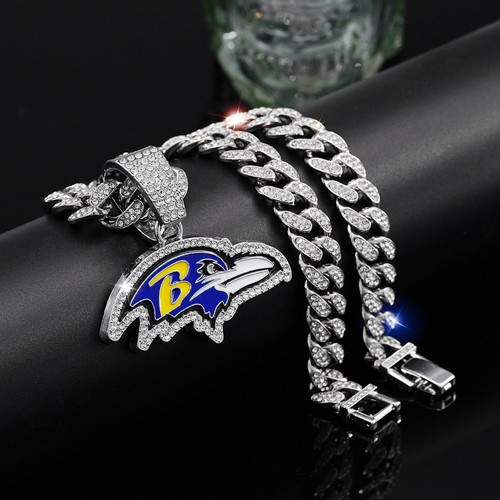 COLLAR GEMA HOUSTON TEXANS Plata/Dorado Bling Fútbol Colgante/Cadena Cubana 20" - Imagen 34 de 123