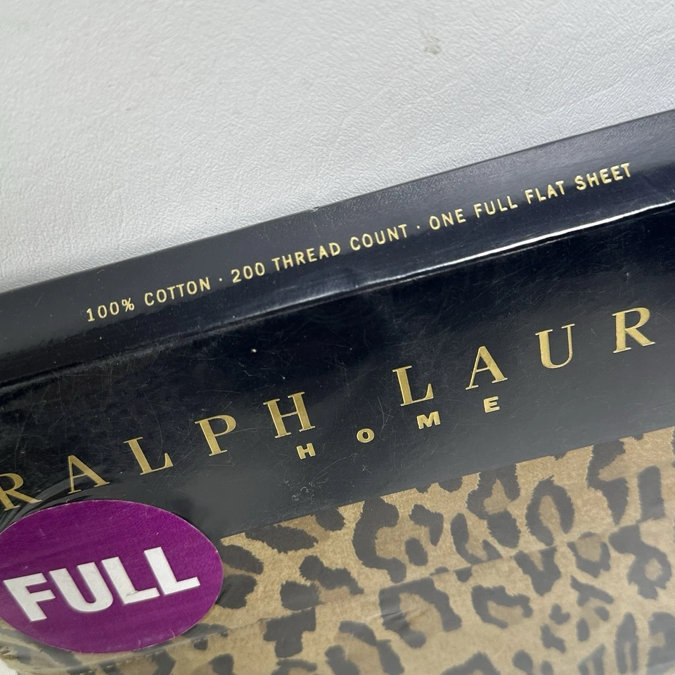 Sábana plana completa de algodón peinado vintage Ralph Lauren Aragón de leopardo Foto 2 de 4