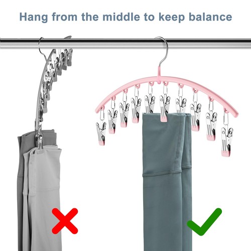 Organizador de Leggings para Armario, Metal Yoga Pantalones Perchas Paquete de 4 con 10 Clips de Sujeción... - Imagen 5 de 8