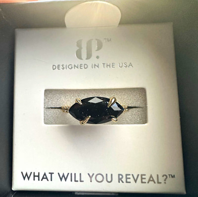  Clawing the Light  Obsidia Bomb Party Ring Size 7 Onyx Sandstone Gold Plating