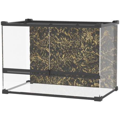 PawHut 48L Glass Terrarium, Reptile Vivarium with Stone Background, Black - Picture 11 of 11