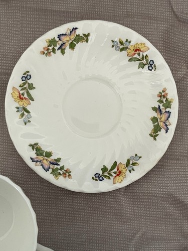 Aynsley Tea Cup And Saucer Set Cottage Garden Bone China England Swirl - Picture 3 of 6