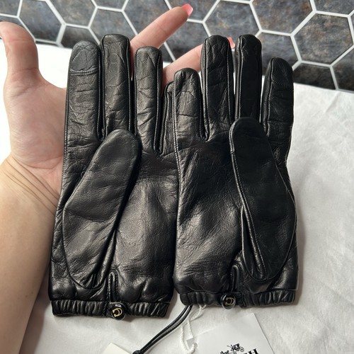 Coach Tech-Handschuhe Schafsleder Wolle gefüttert Größe 6,5 schwarz neu mit Etikett  - Bild 6 von 8