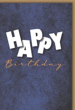 Geburtstag Glückwunschkarte mit Umschlag "HAPPY" Birthday weiss auf dunkelblau