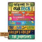 Welcome To Our Deck Bar Metal Sign Backyard Patio Sign Outdoors Decor