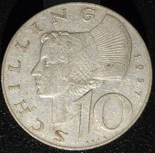 Austria 10 Schilling 1957 Silver