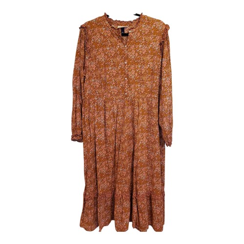 Universal Thread Blumendruck Ballon Langarm Rüschen Kleid Braun Landhaus XL