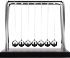 Newton’s Cradle 7 Ball 9" Balance Physics Toy with Wooden Base, Office Desk Deco