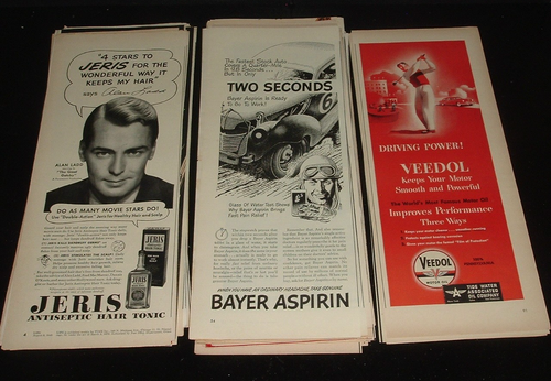 LQQK 200+ vintage 40s/50s era HALF PAGE PRINT ADS, liquor, oil, food, etc. - Picture 11 of 20