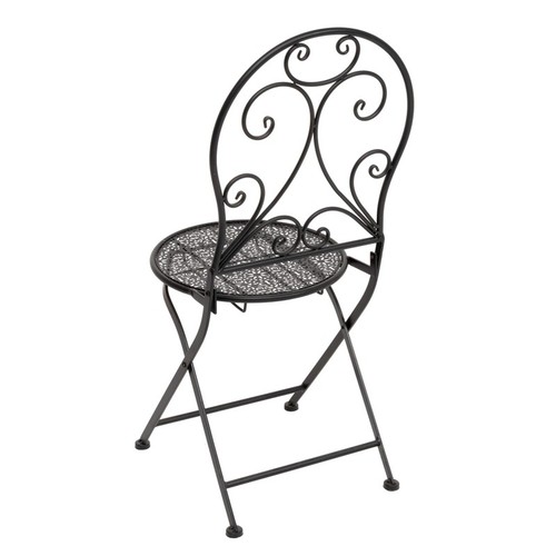 Set Bistrot Da Giardino Tavolo 60 Cm E 2 Sedie Pieghevoli In Ferro Sanremo Nero - Foto 5 di 7