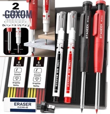 2PCS Carpenter Pencils with Sharpener, Heavy Duty Woodworking Tools, Mechanical