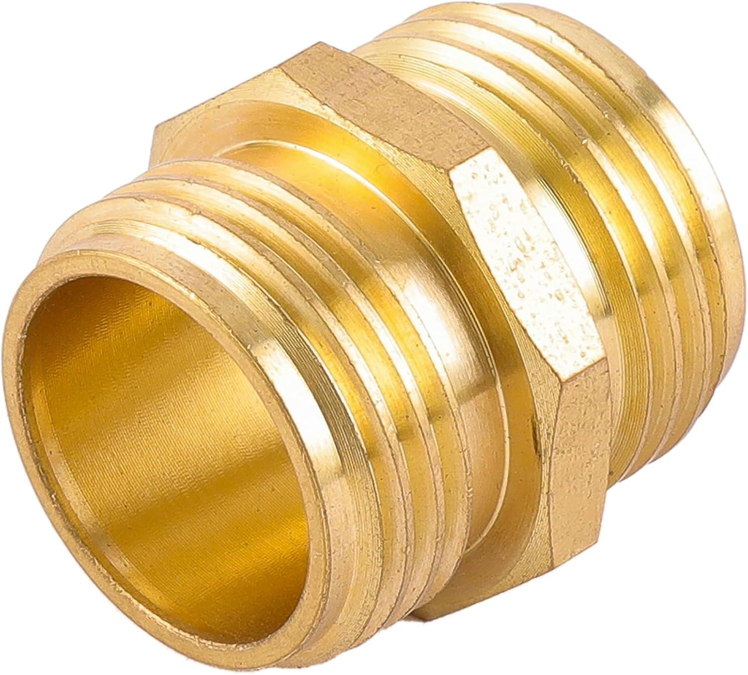 2 Pack 3/4 Inch Brass Garden Hose Adapter Male to Male Quick Connector