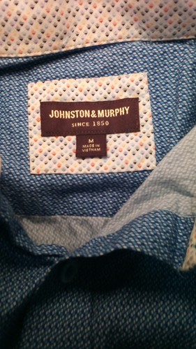 Johnston & Murphy Hemd Herren M Blau Geometrisches Muster Flip Cuff - Bild 2 von 9