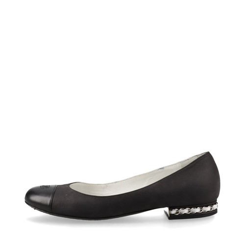 Chanel Coco Mark 14C Leather Flat Pumps 35.5C Ladies' Gray G29759 Chain