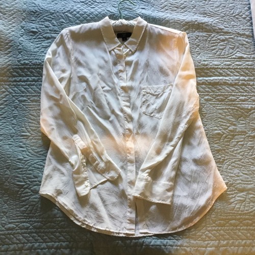 J Crew 365 Cream Silk Shirt Womens 8 Preppy Minimalist - Picture 3 of 9