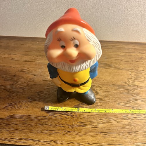 Juguetes de goma para apretar de colección raros de Walt Disney Seven Dwarfs hechos Happy & Doc - Imagen 7 de 11