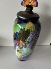 Wes Hunting Multicolor Art glass 18 Vase Includes Stopper/ Signed By Artist