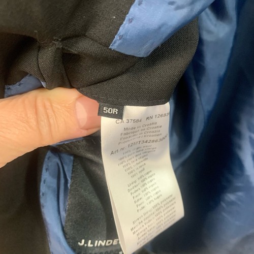 J. Lindeberg Size 50R Men's Skinny Fit Wool Sport Coat Blazer Jacket Black - Picture 12 of 13