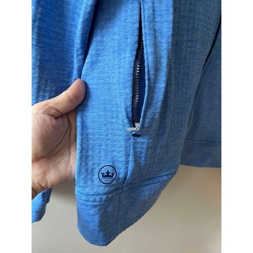 Peter Millar blauer französischer Teddy Hoodie Stretch Sweatshirt Reißverschluss Jacke, Gr. M - Bild 5 von 10