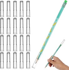Plastic Pencil Caps Clear Toppers and Extenders Stationery white 
