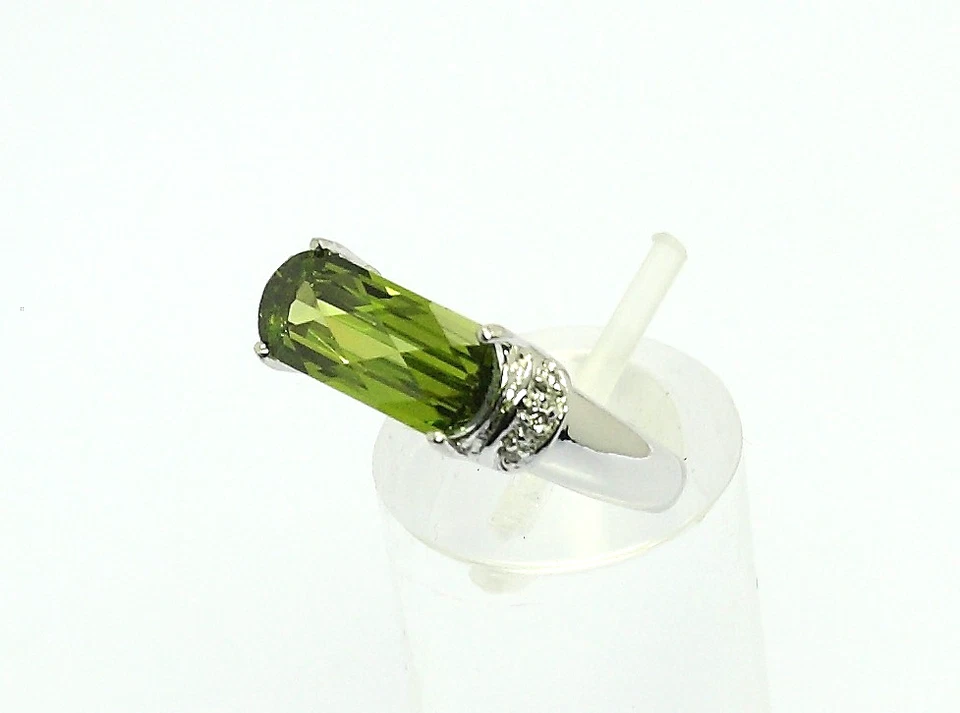 ♦♦ Ring in 18 kt 18k 750 er Weiß Gold mit Peridot Topas Weiß Gr. 57 Goldring - Bild 2 von 4