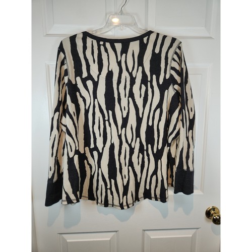 Women's sz 4X Black and Tan Long Sleeved Thermal Weave T Shirt by Terra and Sky - Picture 2 of 5