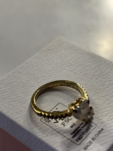 Pandora Double Heart Sparkling Ring (Size 52) - 14k gold plated. - Picture 5 of 5