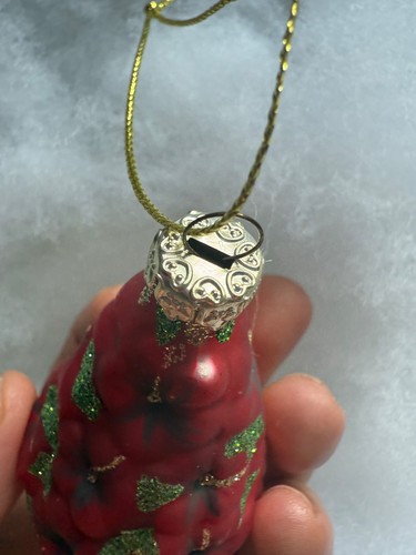 Rote Amaryllis Christbaumschmuck aus mundgeblasenem Glas klein Rarität - Bild 2 von 6