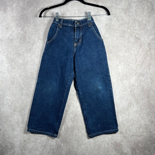 Vintage Sola Semore Jr. Jeans Junge 5/6 blau Denim gerades Bein Freizeit 90er Y2K