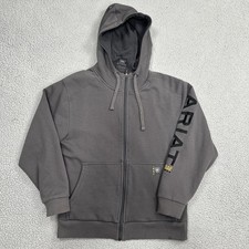 ARIAT Rebar All Weather Full Zip Hoodie Sweatshirt Men Small Grey Logo Jacket