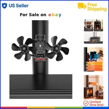 Wood Stove Fan Heat Powered Magnetically Mounted 12 Blades Silent Eco