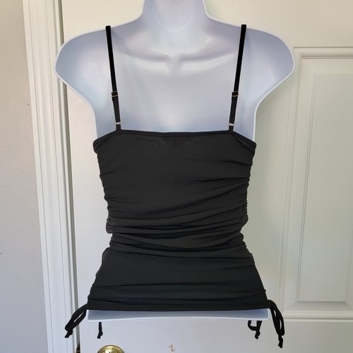 Guess Gold Kette Riemen Detail geraffte Seiten dehnbar schwarz Tank Cami Größe Small - Bild 4 von 9