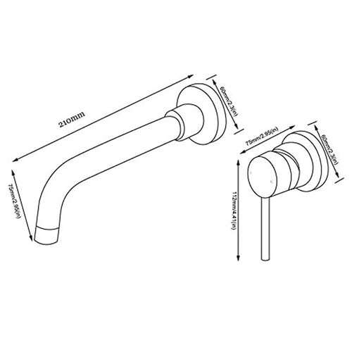 Wall Mounted Bathroom Faucet Single Handle Lavatory Sink Faucet Bathroom Vess... - Picture 8 of 9