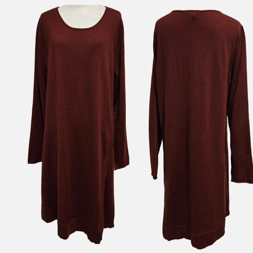 Eileen Fisher 100% Merinowolle Jewel Neck Midi Asymmetric Sweater Dress - Gr. L - Bild 4 von 10