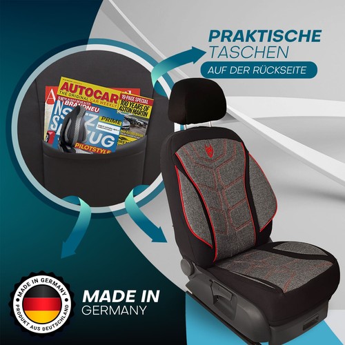 Fundas de asiento adecuadas para Mini Countryman 2 (negro-rojo) | 2x delanteras MT2 - Imagen 7 de 12