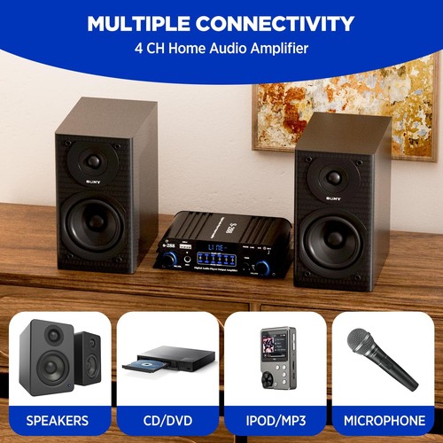 Home Audio Amplifier 1200W 4 Channel Bluetooth 5.0 Stereo Receiver with USB SDR - Picture 6 of 13