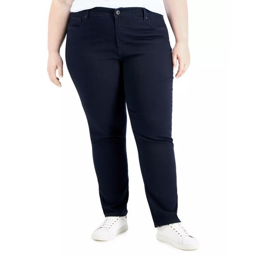 Style & Co Womens Dark Rinse Blue High-Rise Straight Leg Jeans Plus Size 24W NWT