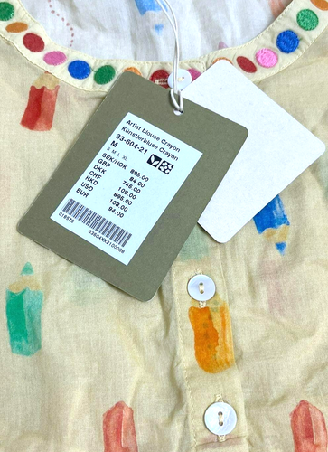 Camicetta artista Gudrun Sjödén cotone biologico pastello taglia M $108 nuova con etichette - Foto 7 di 7