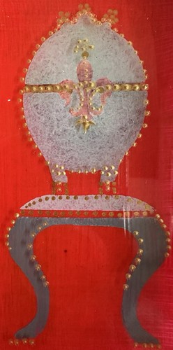 Unico VASSOIO/PIATTO PORTAGIOIE; Vetro; 4,5" L x 7,0" P; Rosso con Trono; Mai usato - Foto 3 di 5