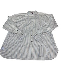 Tommy Hilfiger Men's XL 80's 2 Ply Fabric Dress Shirt Blue Tan White Stripes LS