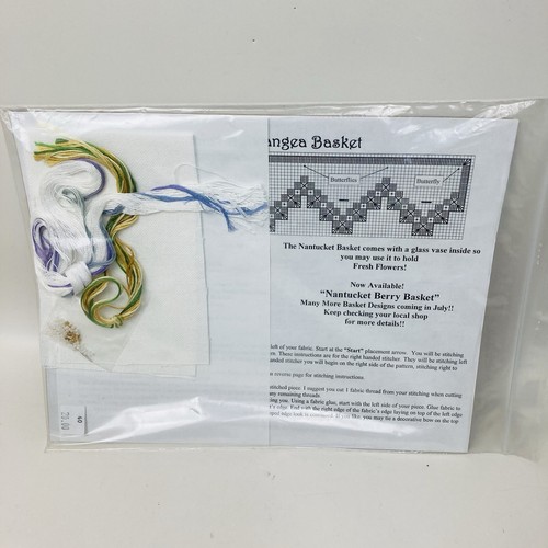 Lorri Birmingham Designs Nantucket Basket hydrangea Cross Stitch Kit NO BASKET - Picture 6 of 6