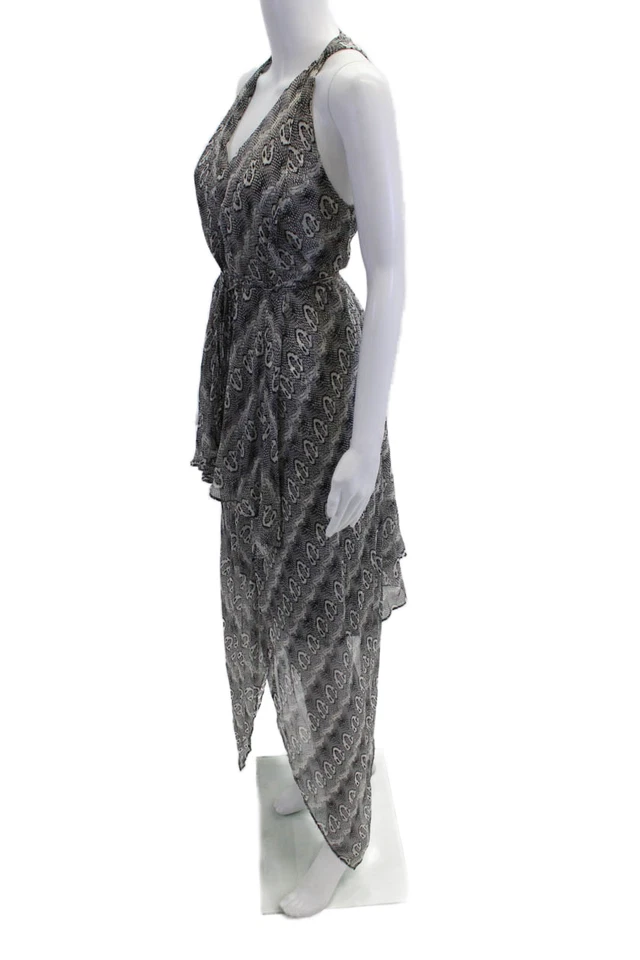 Vestido negro Robert Rodriguez para mujer de seda sin mangas fluido hasta la rodilla talla 6 Foto 2 de 4