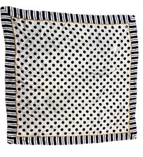 VTG Echo Silk Scarf Navy Blue Polka Dot Gold White 35x35  