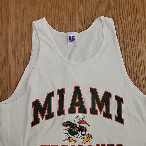 Camiseta sin mangas University of Miami Hurricanes talla mediana blanca estilo vintage - Imagen 2 de 8