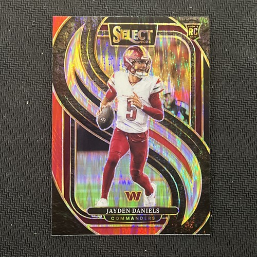 2024 Panini Select Jayden Daniels Black & Red Prizm Shock Premier #112 Rookie RC