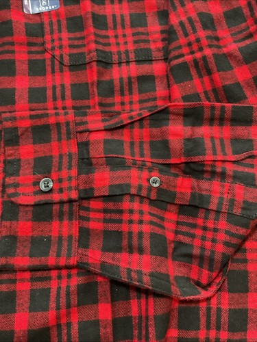 A New Mens George Red/Blk Plaid LS Shirt Flannel Cotton Blend SZ 2X - Picture 11 of 13