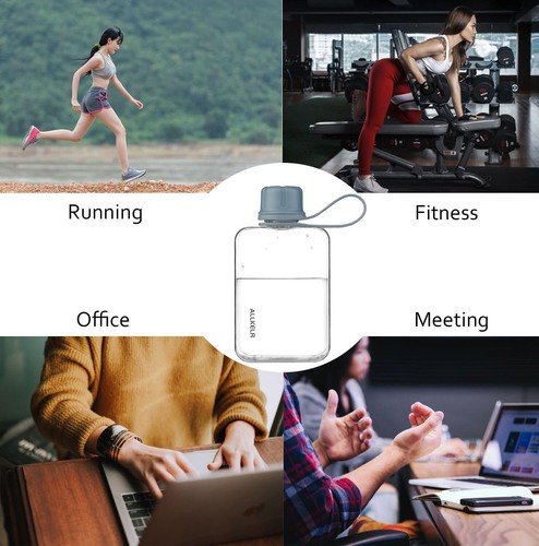 Portable Flat Water Bottle,BPA Free Reusable Tritan Plastic Travel Water Bott... - Picture 5 of 6